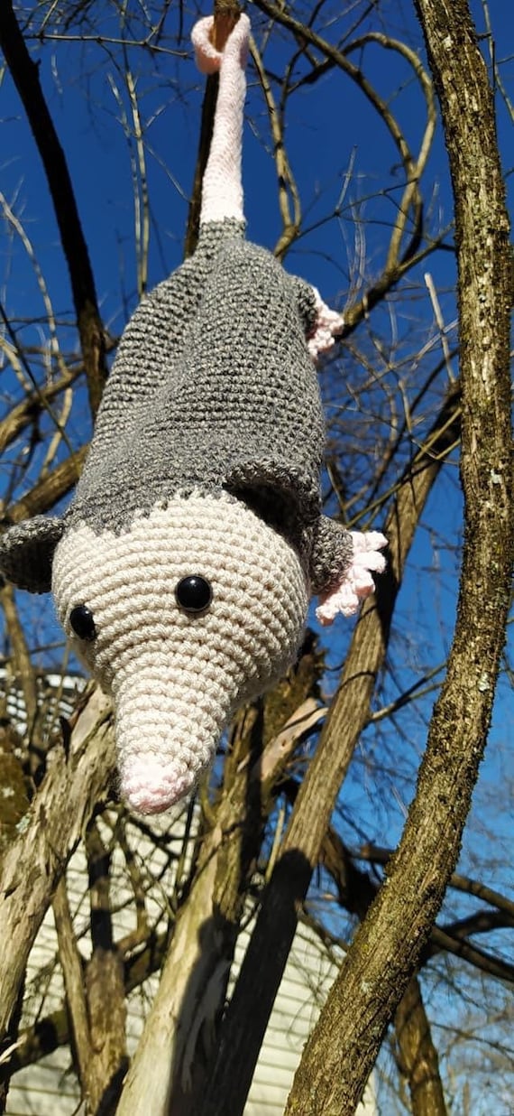 CROCHET PATTERN- Amigurumi bag holder, Crochet Opossum bag holder, Crochet opossum stuffed animal,