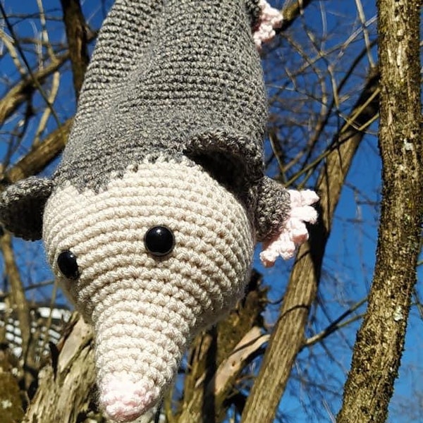 CROCHET PATTERN- Amigurumi bag holder, Crochet Opossum bag holder, Crochet opossum stuffed animal,