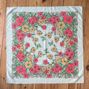 Vintage 70s-80s large floral square scarf