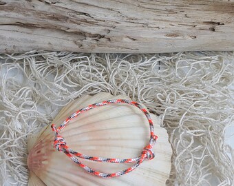 Surferarmband, Fußbändchen, Seglerarmband, 3mm,,multicolor, Orange, Nautisch, Meer, Ozean ,verstellbar, Schiebeknoten, unisex, Schnurarmband