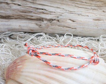 Surferarmband, Fußbändchen, Seglerarmband, 3mm,,multicolor, Orange, Nautisch, Meer, Ozean ,verstellbar, Schiebeknoten, unisex, Schnurarmband