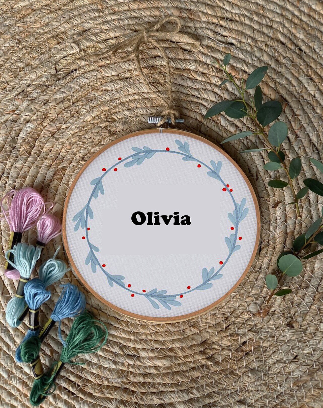 Fleurs Legeres - Broderie Personnalisée Texte ou Prénom Cadeau Naissance, Anniversaire, Baptême, Com