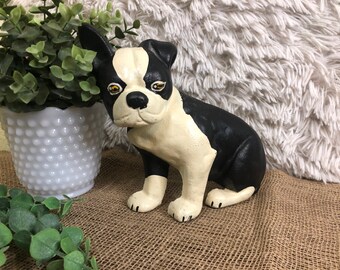 Primitive Vintage Style Cast Iron Boston Terrier Dog Bank 10 Inch Reproduction Door Stop Paperweight Primitive Vintage Style Cast Iron Boston Terrier Dog Bank 10 Inch Reproduction Door Stop Paperweight