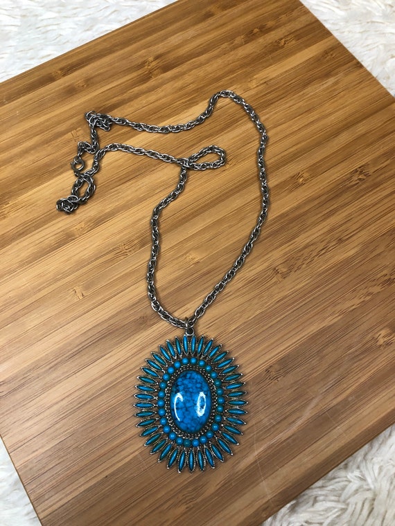 Heishe coral turquoise and shell Southwestern Necklace 4 Picture Sterling Locket