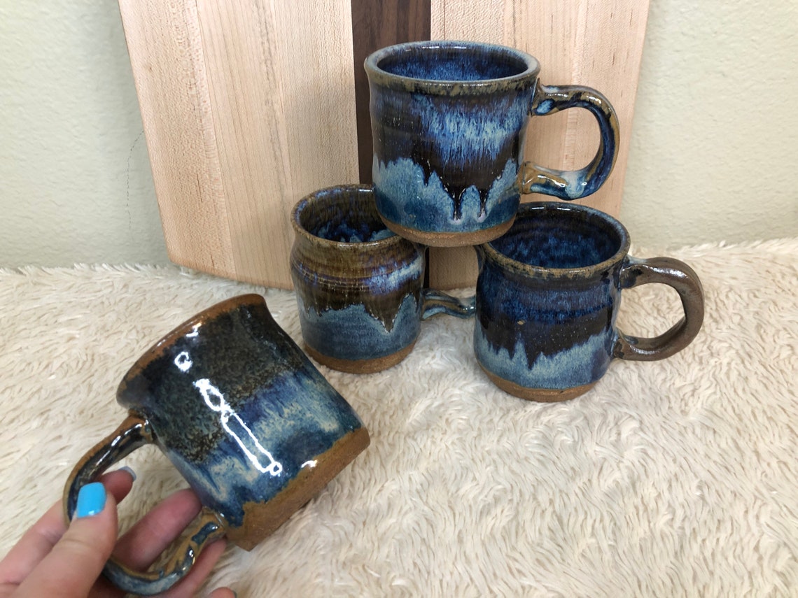 Vintage pottery coffee mug Earthy Mug Make up brush holder. Etsy