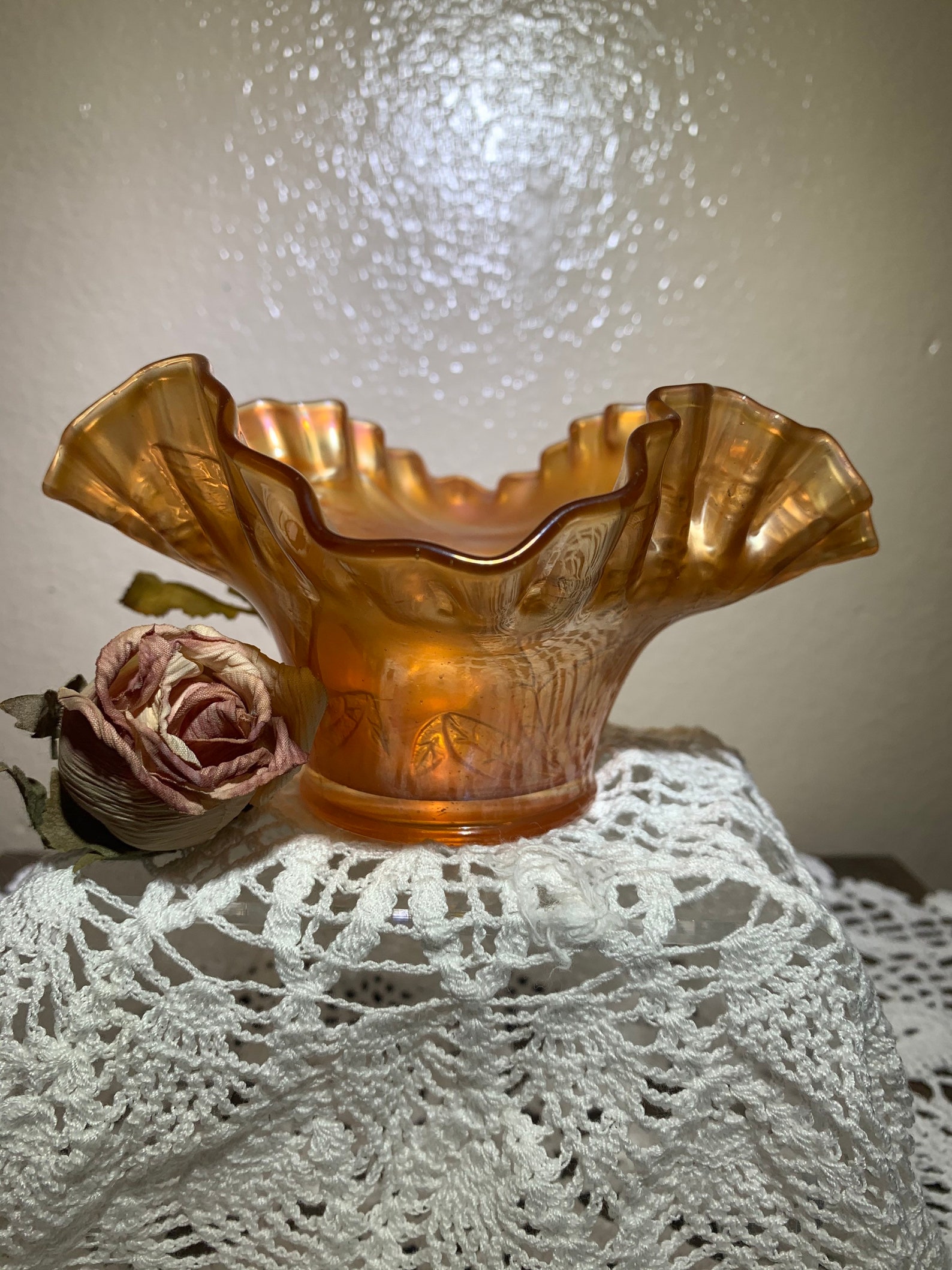 Vintage Fenton Marigold rippled fluted candy dishshimmering Etsy