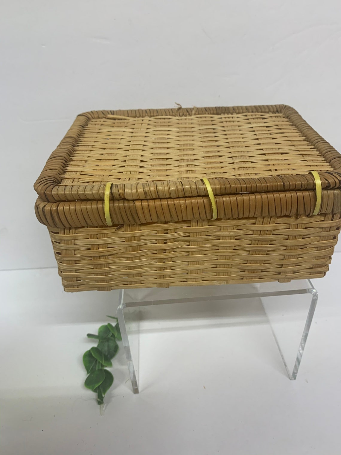 Vintage Wicker Box with hinged lid wicker Trinket/ Jewelry Etsy