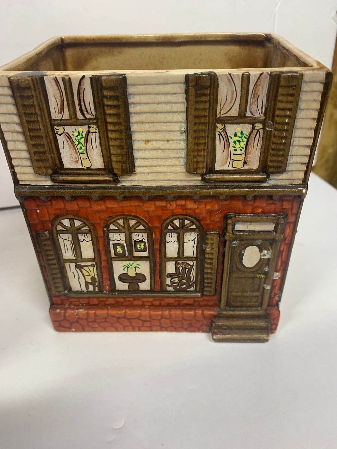 Vintage ceramic 3 pc. House canister set retro canister set Etsy