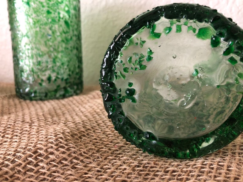 Hand Blown Forrest Green Speckled WaterJuice Glasses 3