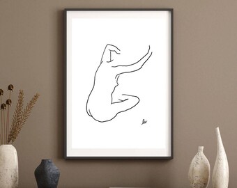 Minimalist Woman Portrait Line Art: Black and White Figure Drawing (Digital Print JPG/PDFs)