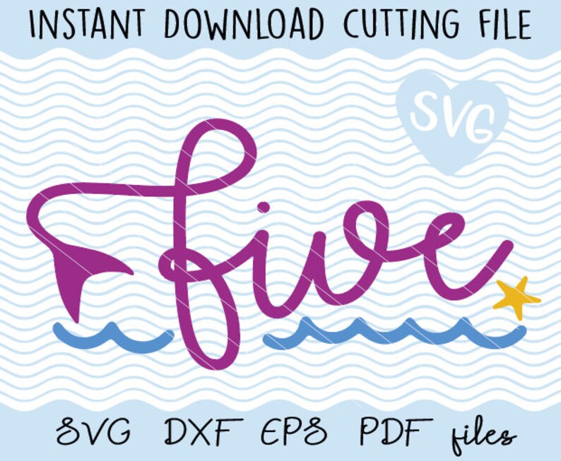 Download Mermaid five 5th Birthday mermaid tail SVG dxf pdf eps ...