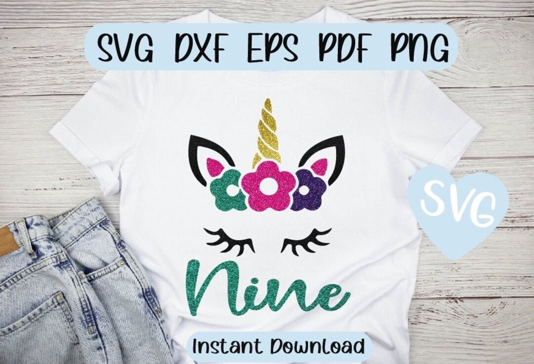Nine Unicorn 9th Birthday File Cricut SVG Decal INSTANT - Etsy