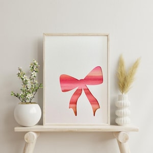 Pink Coquette Bow, Coquette Bow Watercolor Art, Coquette Bow Wall Art, Watercolor Bow Painting, Bow Nursery Wall Art, Modern Nursery Decor