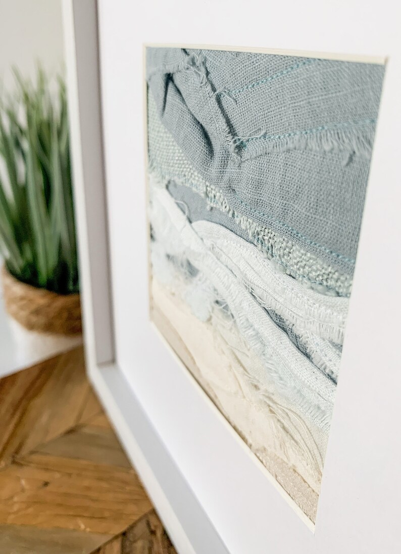 Fabric Landscape Art, Abstract Fabric Art, Textile Art, Ocean, Fabric