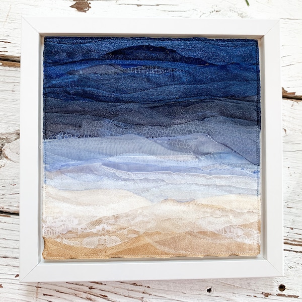 Fabric Landscape Art,Abstract Fabric Art,Textile Art, Ocean,Fabric Art,Seascape,Wall Art,Wall Hanging,Beach,Contemporary ocean art for home