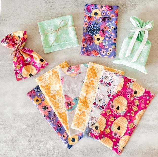 Reusable Fabric Gift Bags, Eco Friendly Wrapping Bag, Gift Wrap, Birds ...