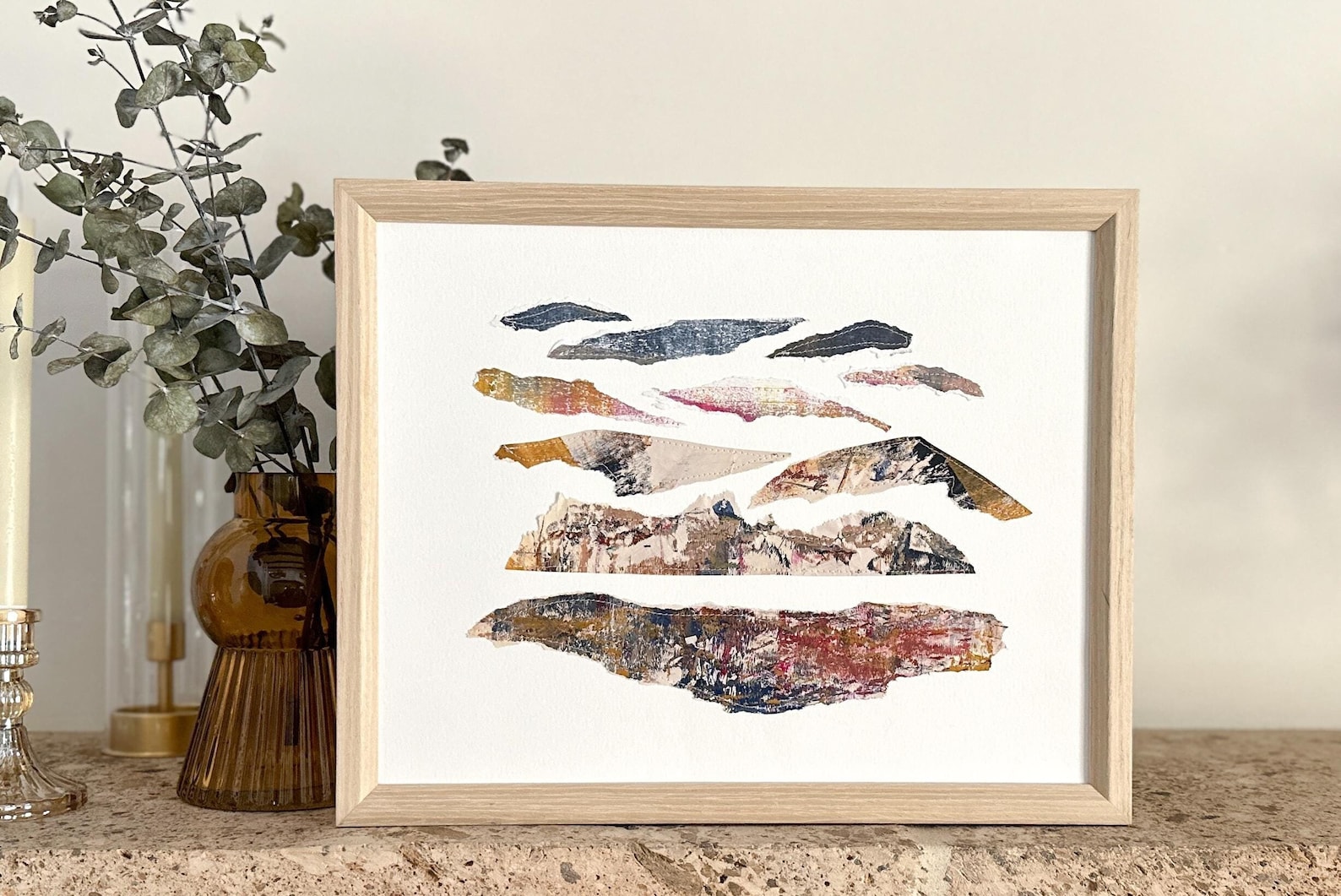 Visual Reference: Unique Handmade Art Painted Paper Collage Gelli Print Original