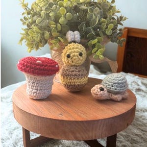 Cottage Core Crochet Bookmark Pattern Bundle  Bee Turtle and Mushroom PDF Patterns Cute Amigurumi Bookmark DIY Instant Download