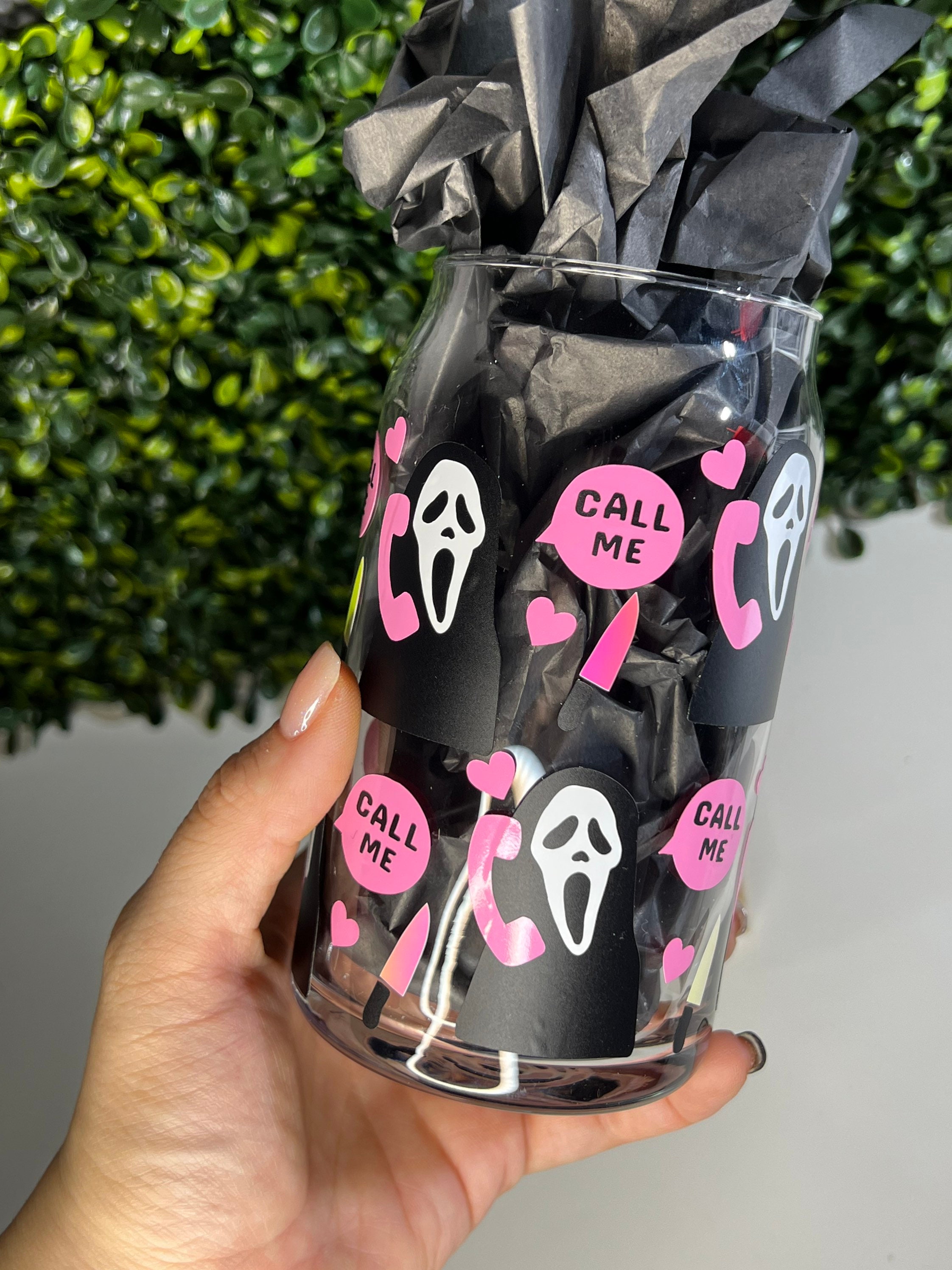 Call Me Ghostface Scream | Glass Can Cup |