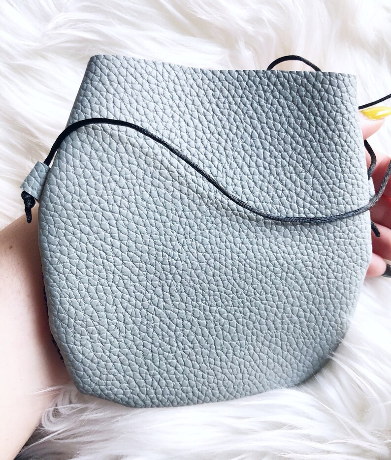 girls purse Nightmare Gray and purple glitter baby pouch Crossbody bag for toddler or little girl