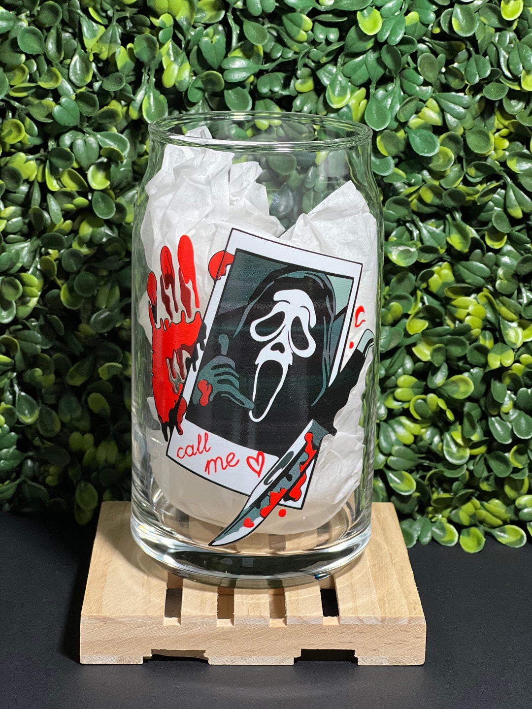 Call Me Ghostface Glass Can Cup Spooky Season Beer Glass Etsy