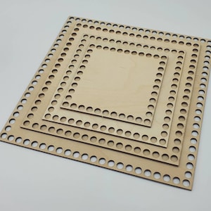 Wooden base for knitted crafts square shape
