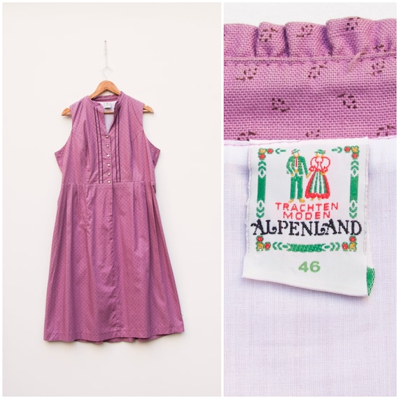 Vintage Dirndl Dress Women Large Pink Folk Dress A