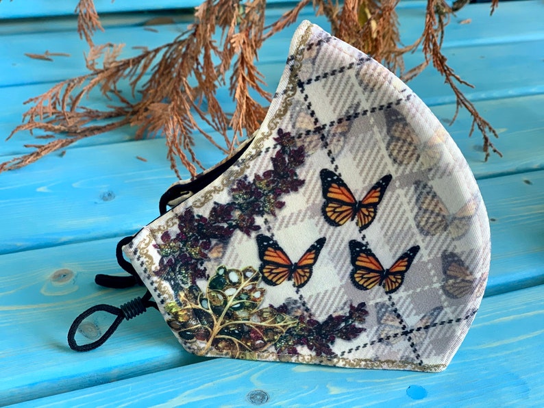 Download 3d Butterfly Print Mask 3 Layer Protection Adjustable Etsy