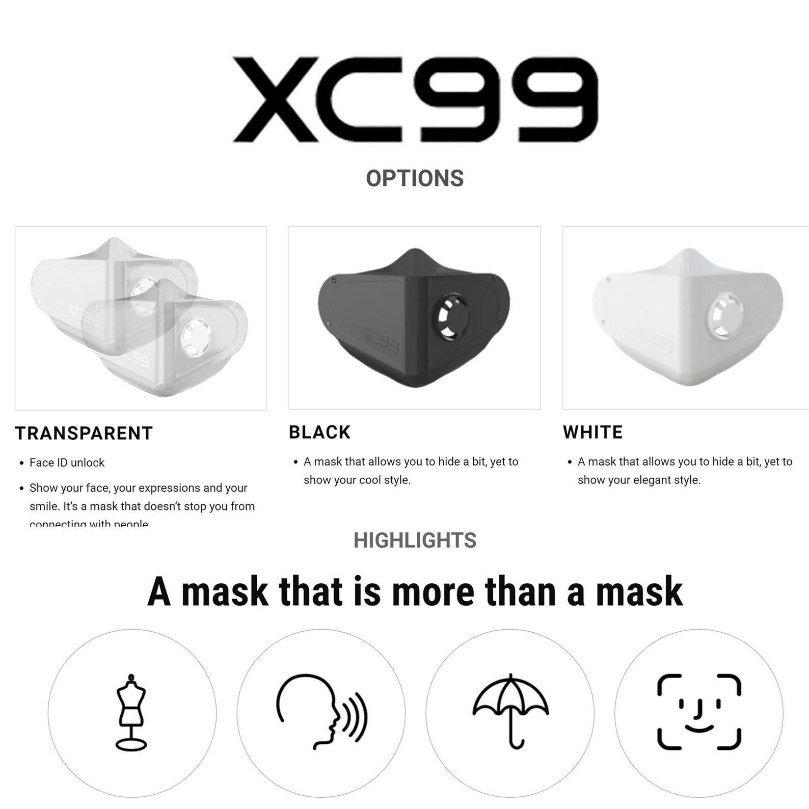 Smoke Transparent XC99 Plastic Masks. Clear mask. Face ID Etsy