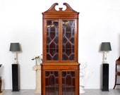 Antique Glazed Mahogany Corner Cabinet 19th Century Astragal Tall Bookcase