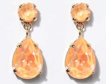 Swarovski Braut Ohrringe Licht Orange, Ohrringe, Braut Schmuck Ohrringe, Kronleuchter Ohrringe für Braut, Party Ohrringe, Swarovski
