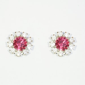 Hot Pink Swarovski Studs, Pink Crystal Swarovski Studs, party studs, earrings, pink bridesmaid, bridal earrings swarovski crystals