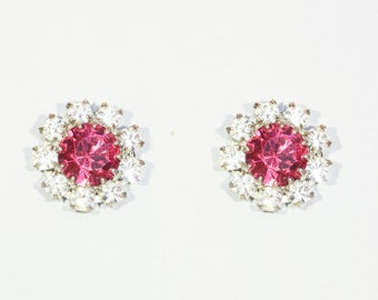 Hot Pink Swarovski Studs, Pink Crystal Swarovski Studs, party studs, earrings, pink bridesmaid, bridal earrings swarovski crystals