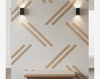 Modern Slat Wall Panel Kit or Digital Plan | Minimalist Diagonal Molding Accent Design for Hallway or Entry Wall, Zen430
