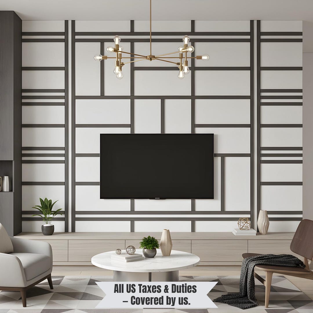 Grid Style Wall Molding Kit or Digital Blueprint | Modern Paintable ...