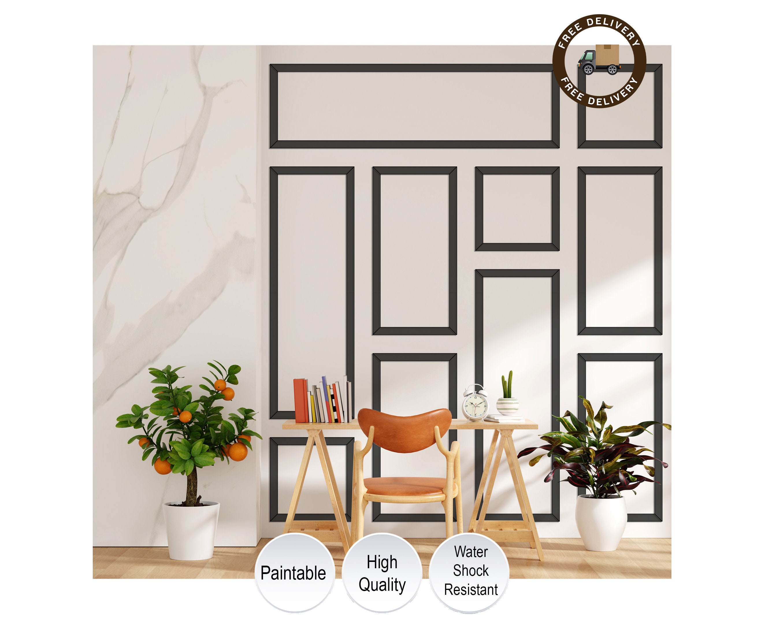 Asymmetrical Wall Molding Kit or Digital Plan | Custom Rectangular ...