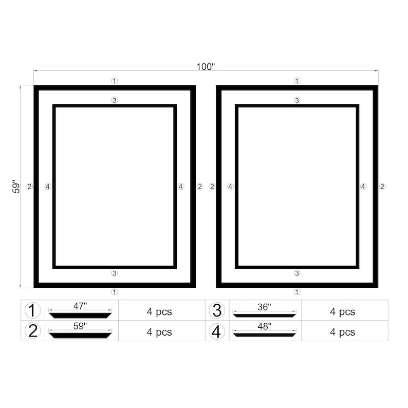 Frame Inner Dimension Custom Wall Molding, Handmade Wall Molding, Wall Design Panel, Wall ...