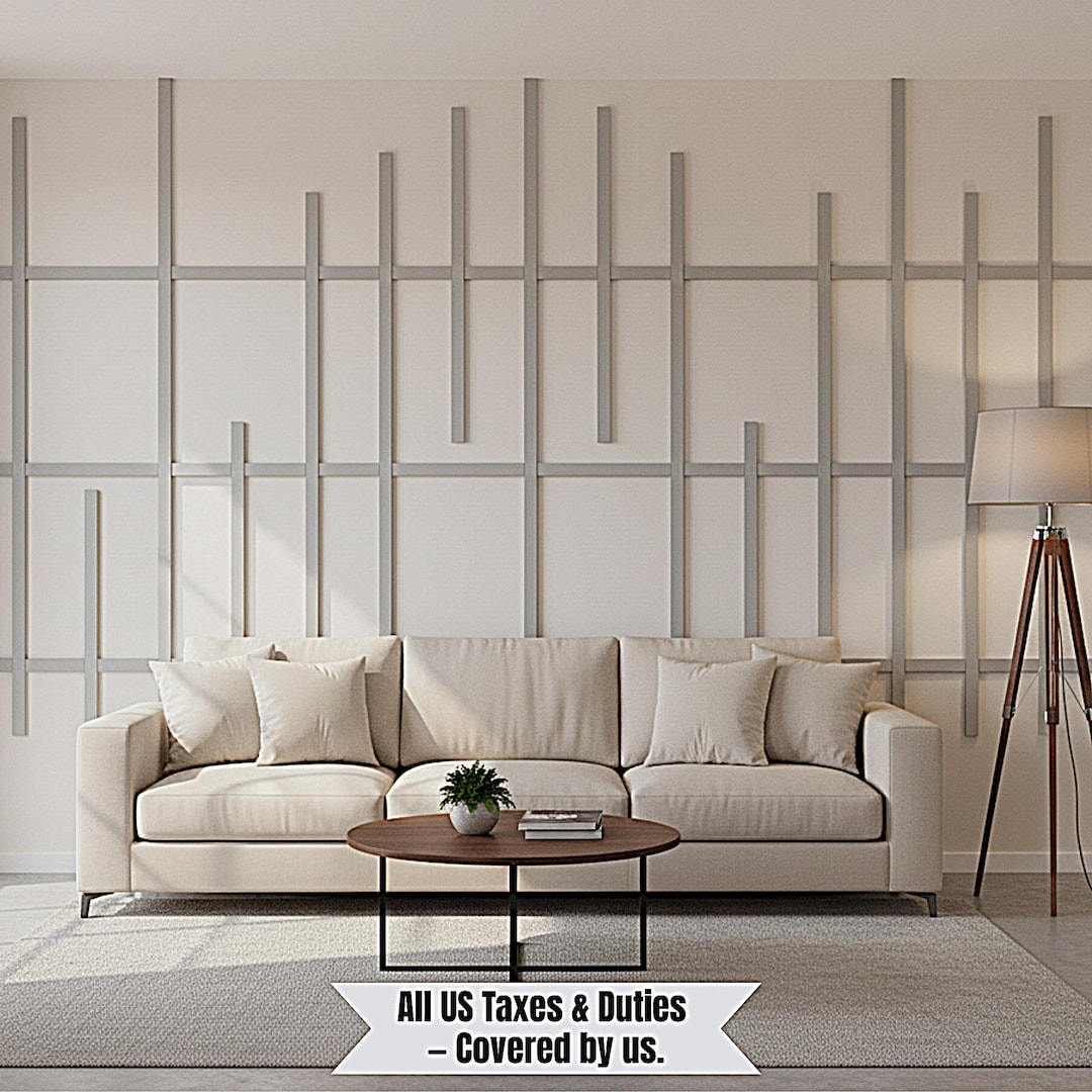 Vertical Grid Wall Moulding Kit or Printable Design Layout | Modern ...