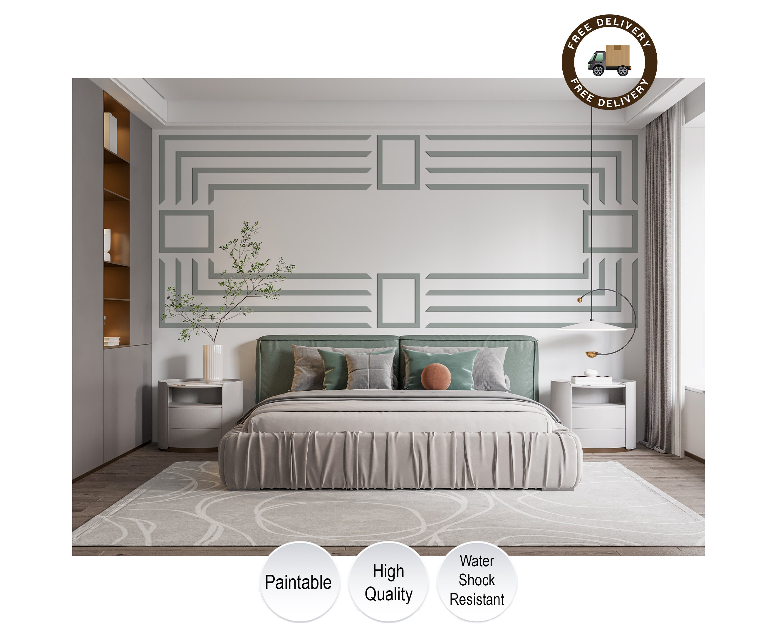 Modern Rectangular Wall Molding Design Kit or Blueprint – Bold Framed ...