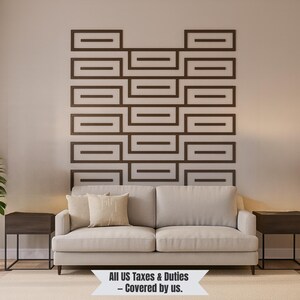 Kit geometrische muurlijst met gestapeld rechthoekpatroon | Herhalend rasterlay-outontwerp | Aangepast doe-het-zelf paneelsysteem of digitaal plan, Zen428