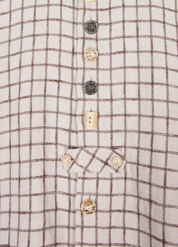 Vintage Linen Shirt Men Medium 90s Trachten Shirt… - image 5