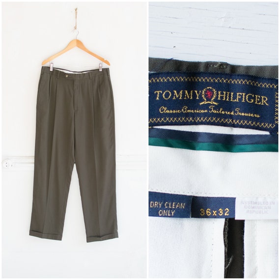 Vintage Tommy Hilfiger Pants Mens Xl 80s Baggy Pants Mid Rise Etsy