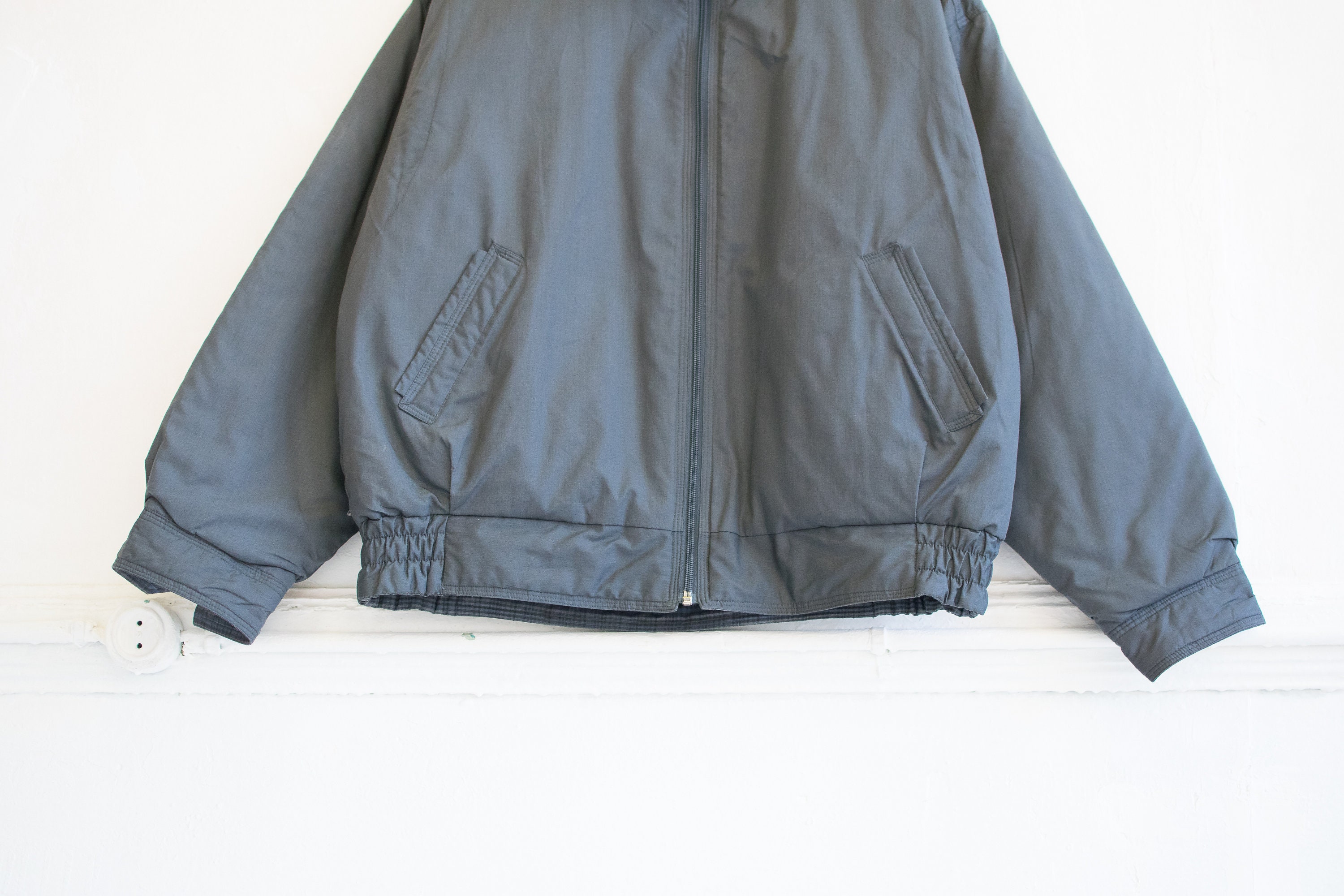 Vintage 90s Bomber Jacket Mens S Reversible Jacket Gray | Etsy
