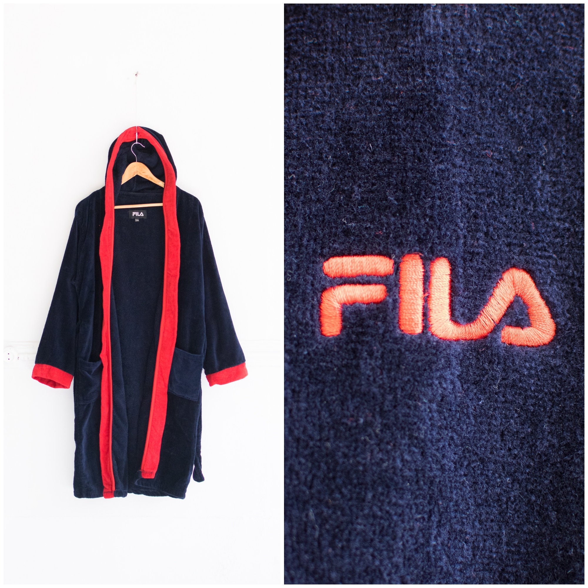 Vintage Fila Lounge Robe Mens S M Hooded Dressing Gown Womens - Etsy