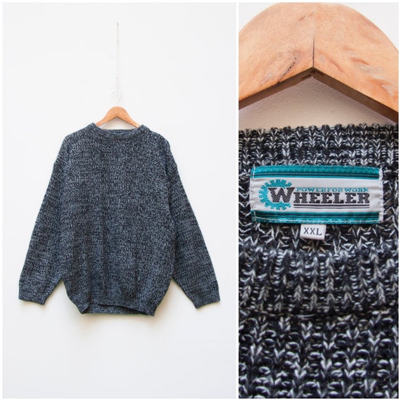 BiteVintage 90s Sweater Men Medium Vintage Jumper Women Large Patterned Pullover Sweater Oversized Jumper Men M 90s Baggy Sweater Gray Pullover Women L