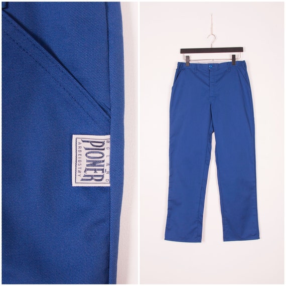Vintage Workwear Pants Men Medium Blue Carpenter Trousers Etsy