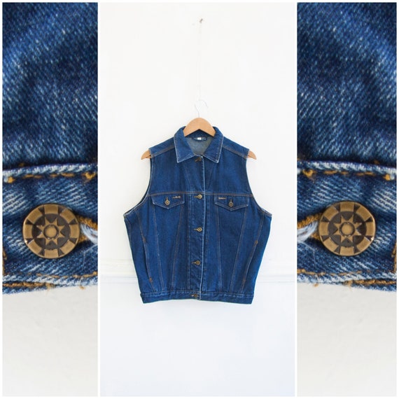 women's blue denim vest