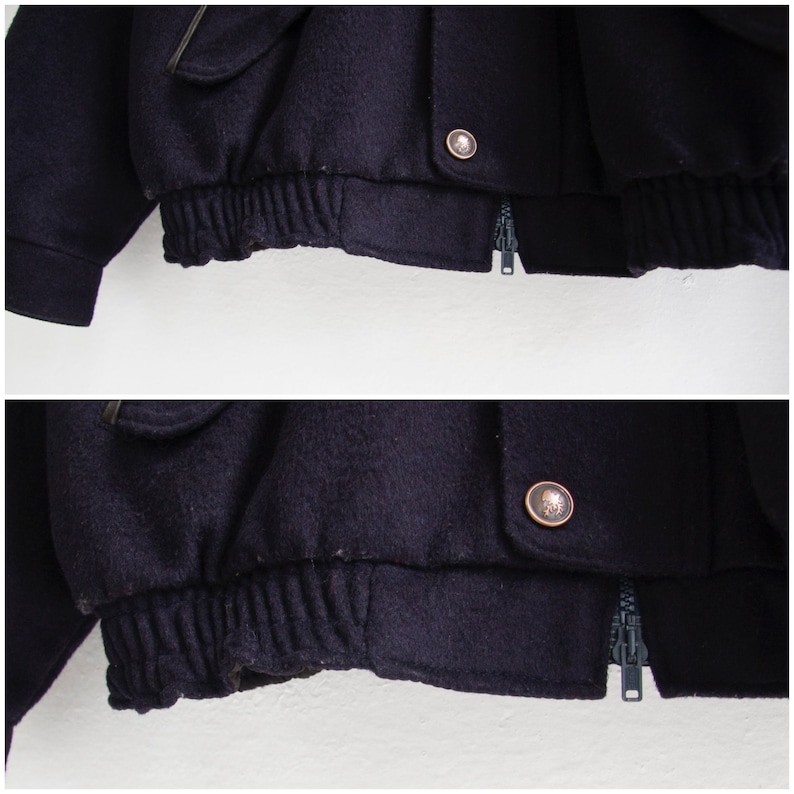 Bomber Jacket Men XS 90s Bomber Jacket Dark Blue Wool Bomber Jacket 80s Baggy Jacket Women Small Retro Wool Jacket Men XS 80s Varsity Jacket