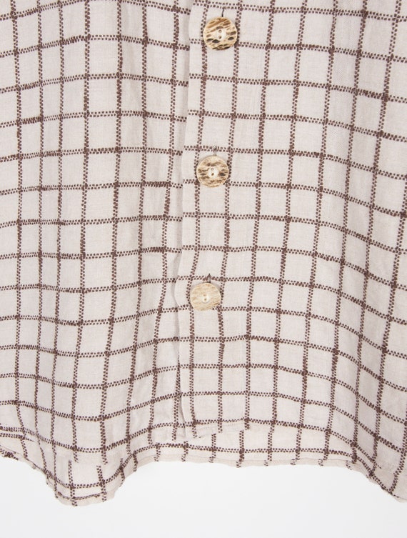 Vintage Linen Shirt Men Medium 90s Trachten Shirt… - image 10
