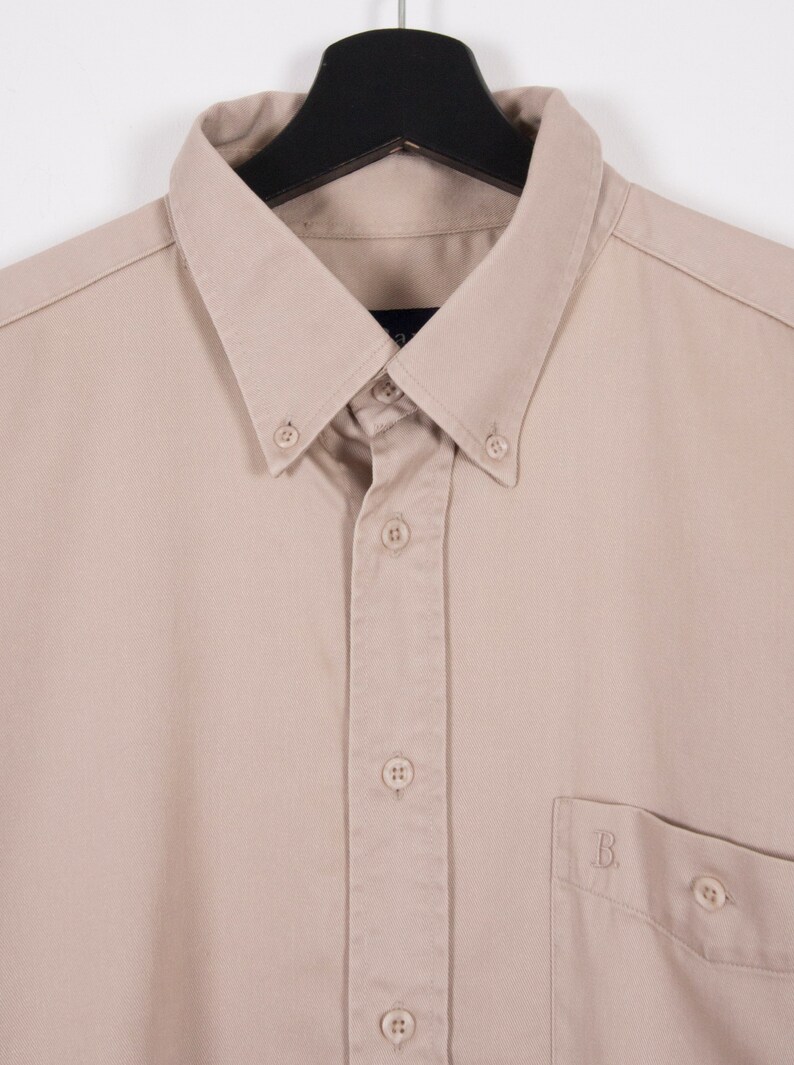 Vintage Plain Shirt Men Large 90s Button Down Shirt Women XL Nude Button up Top Oversized Pastel